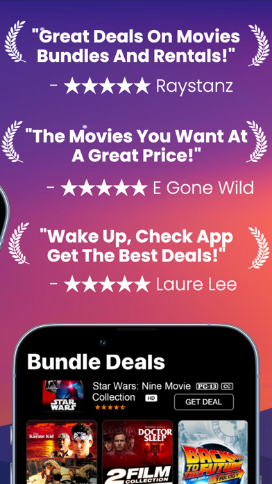 Movie Deals+ discounted movie details screen